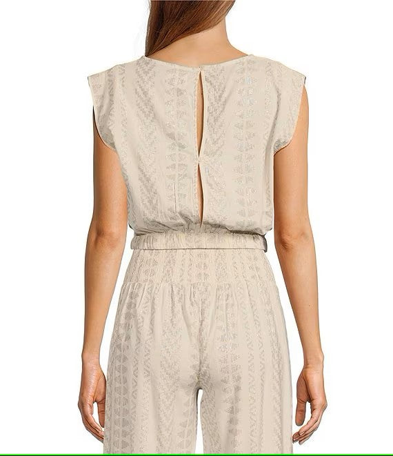 Elan Cap Sleeve Cropped Top