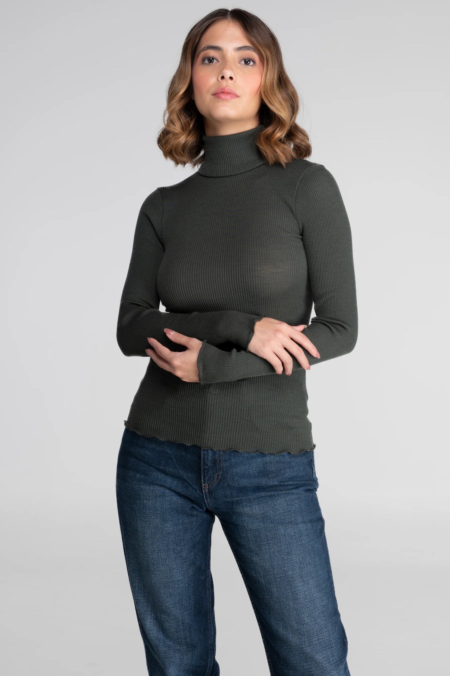 Oscalito Wool and Silk Turtleneck Top