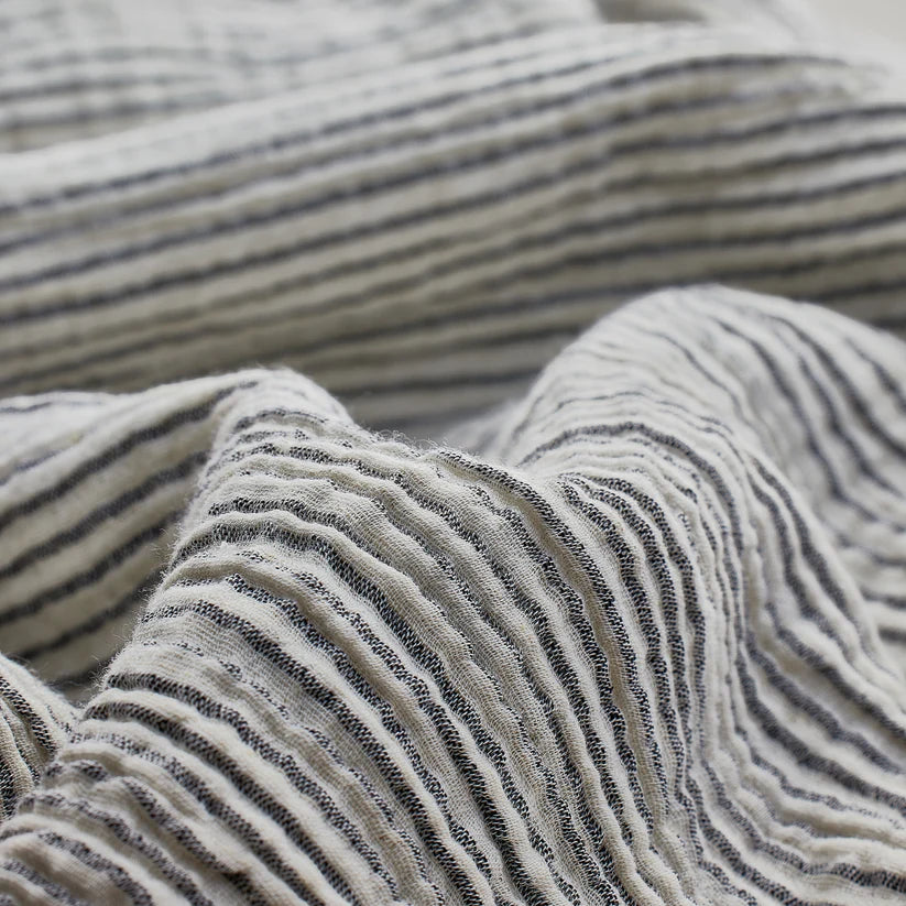 Pokoloko Striped Crinkle Cotton Robe