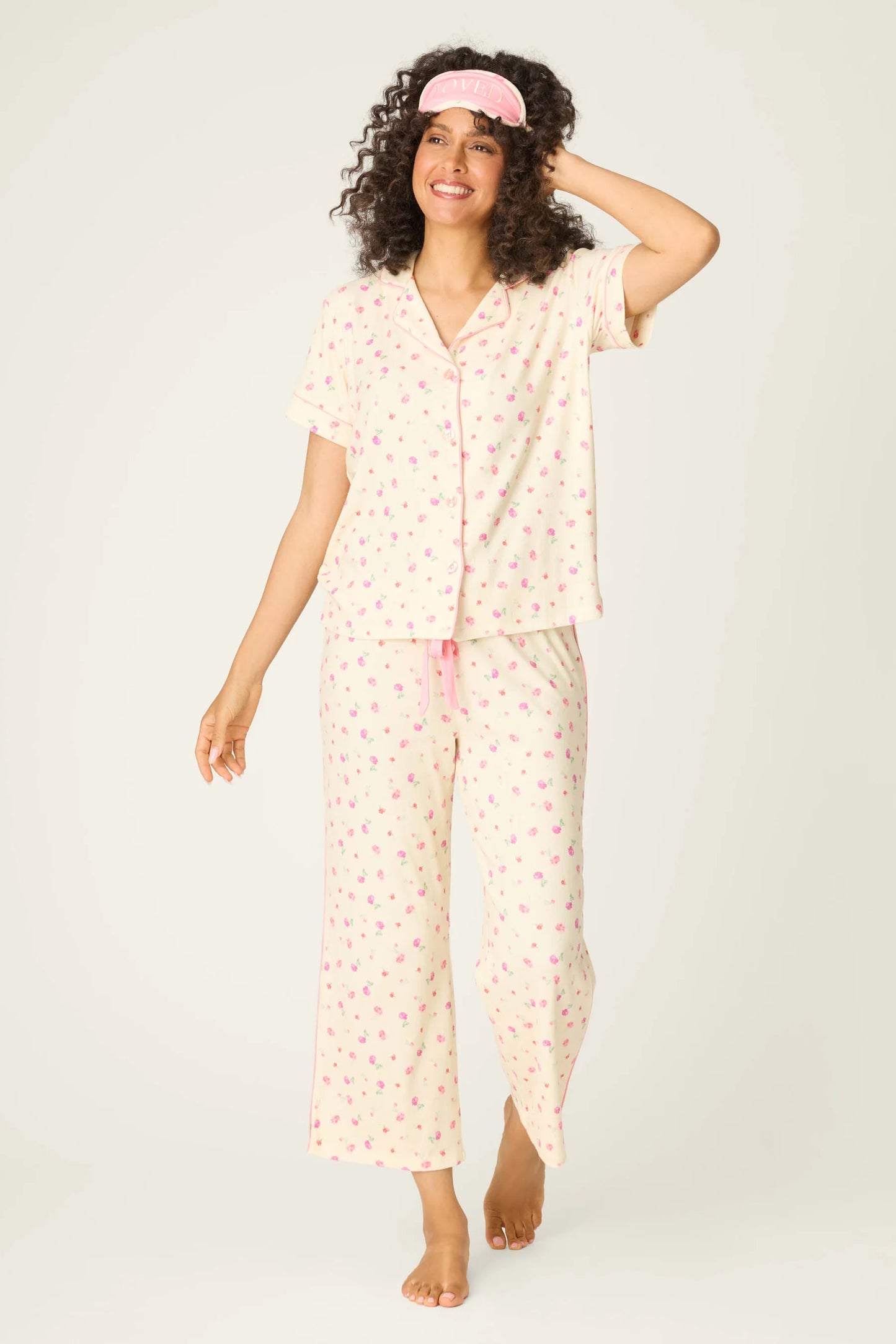 PJ Salvage For the Mamas Butter Blooms Cropped 3-Piece PJ Set