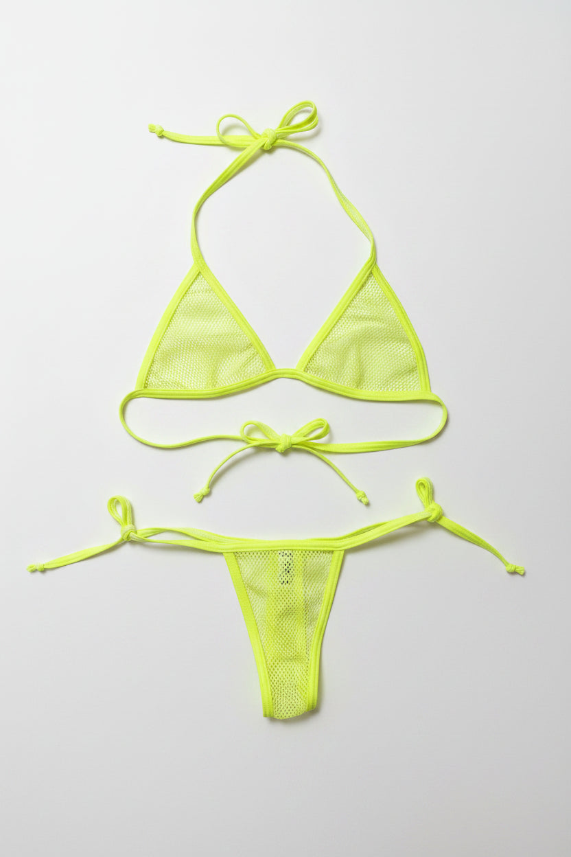 Fagioni Neon 2-Piece Fishnet Thong Set