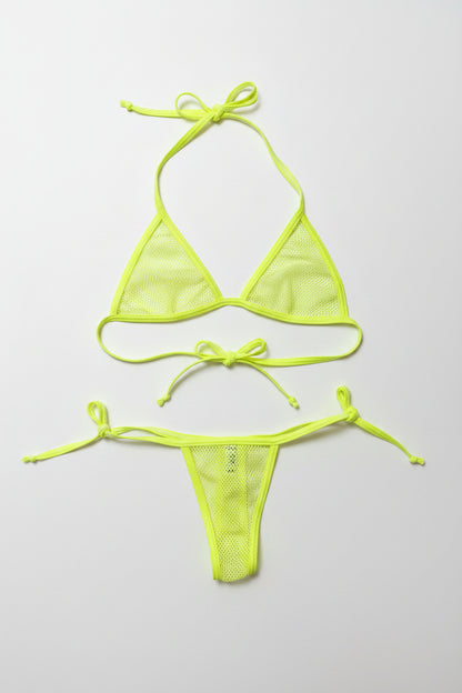 Fagioni Neon 2-Piece Fishnet Thong Set