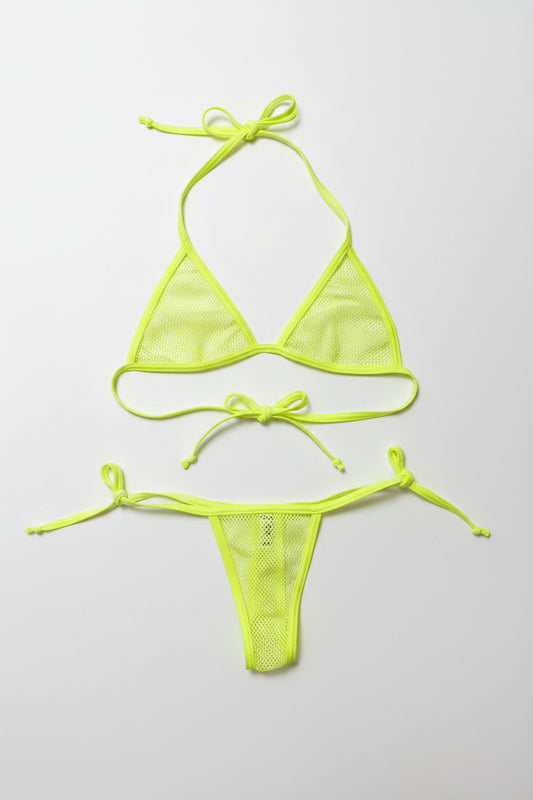 Fagioni Neon 2-Piece Fishnet Thong Set