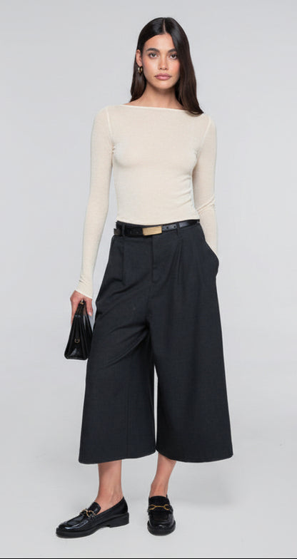 Oscalito Modal Cashmere Long Sleeve Boat Neck Shirt