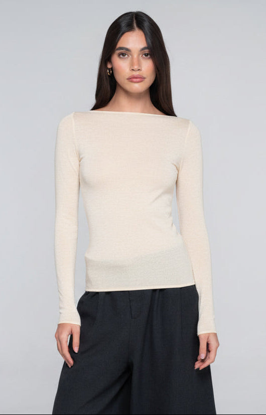 Oscalito Modal Cashmere Long Sleeve Boat Neck Shirt