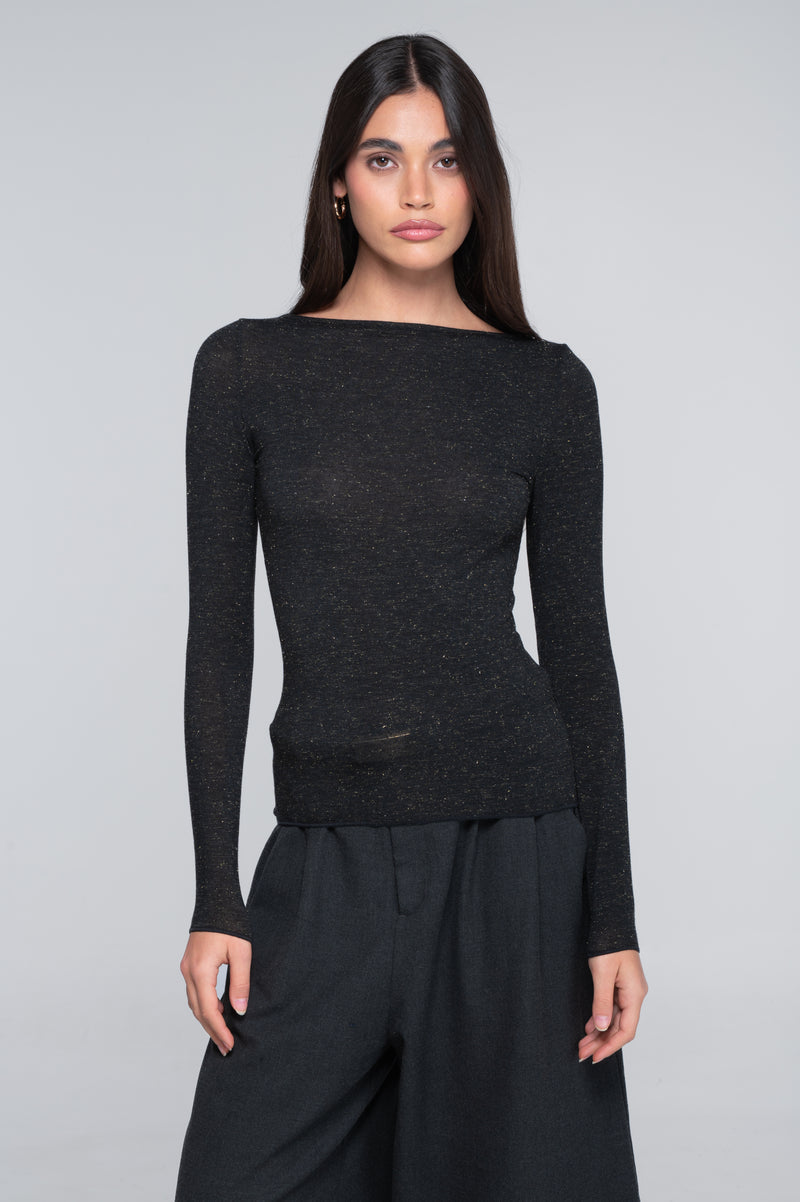 Oscalito Modal Cashmere Long Sleeve Boat Neck Shirt