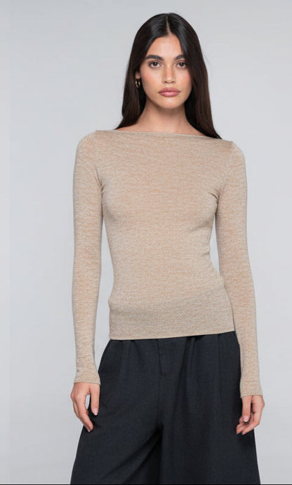 Oscalito Modal Cashmere Long Sleeve Boat Neck Shirt
