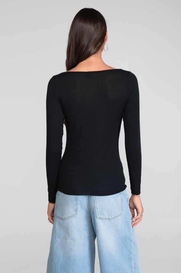 Oscalito Modal Cashmere Long Sleeve Boat Neck Shirt