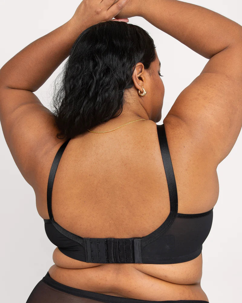 Curvy Couture Sheer Mesh Unlined Balconette Bra