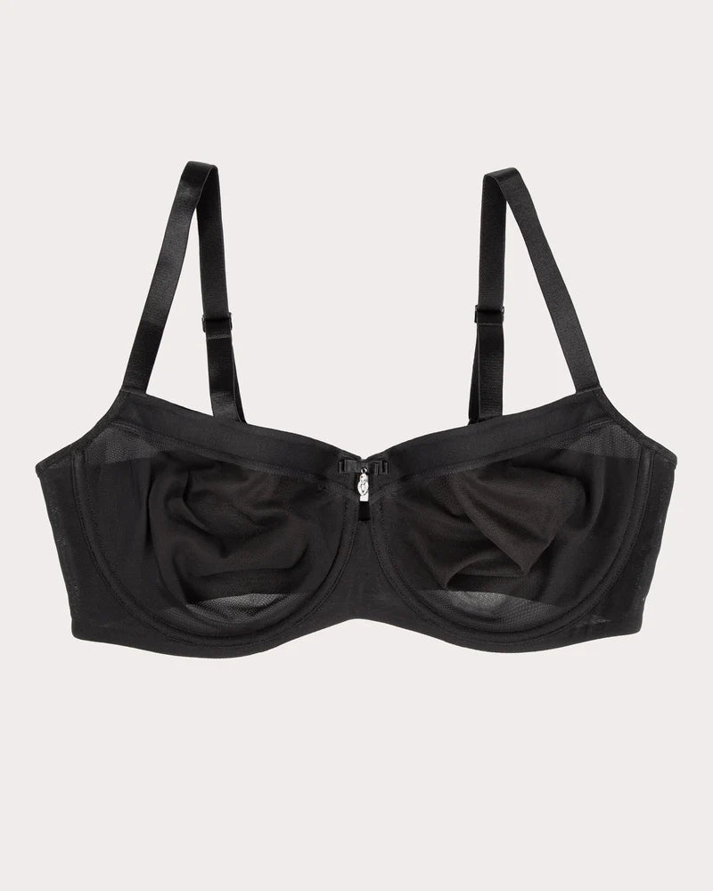 Curvy Couture Sheer Mesh Unlined Balconette Bra