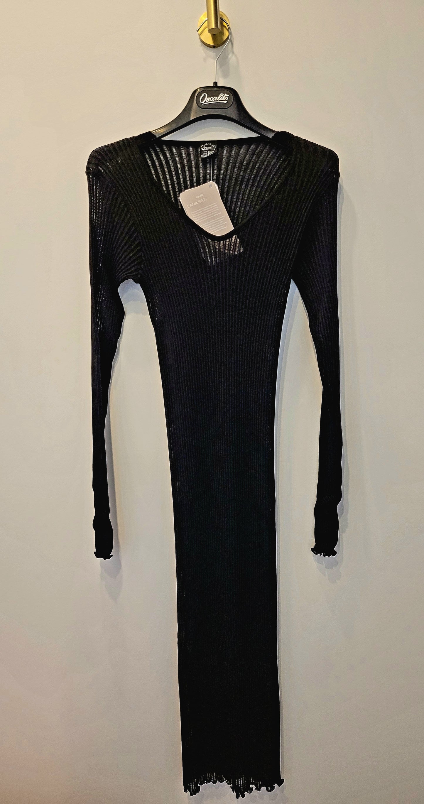 Oscalito Longsleeve Wool and Silk Rib Dress