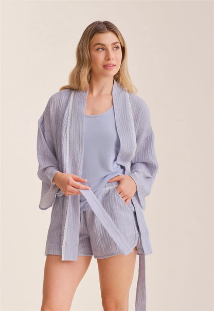 Fleurt Coastal 3 Piece Travel Pajama Set