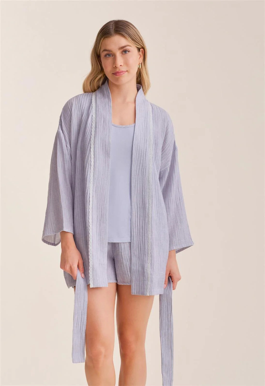 Fleurt Coastal 3 Piece Travel Pajama Set