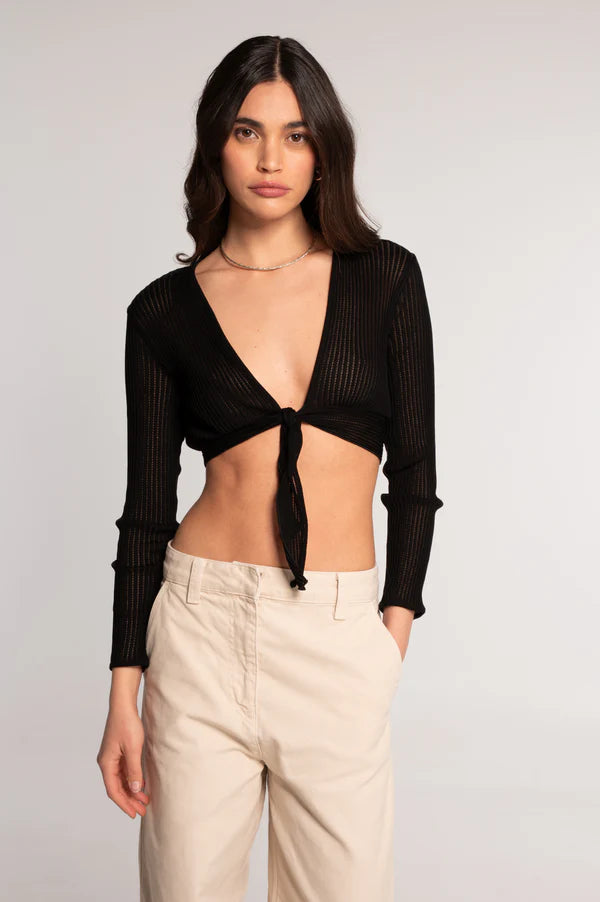 Oscalito Cropped Front Tie Cardigan