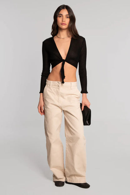 Oscalito Cropped Front Tie Cardigan