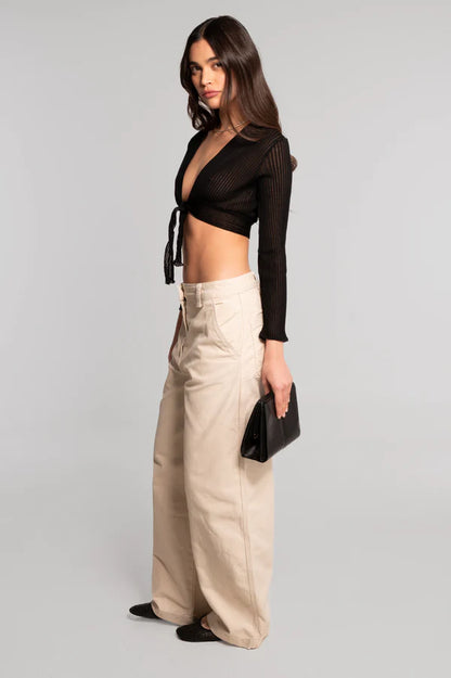 Oscalito Cropped Front Tie Cardigan