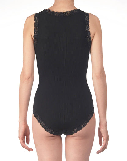 Oscalito Wool and Silk Sleeveless Bodysuit with Lace Trim