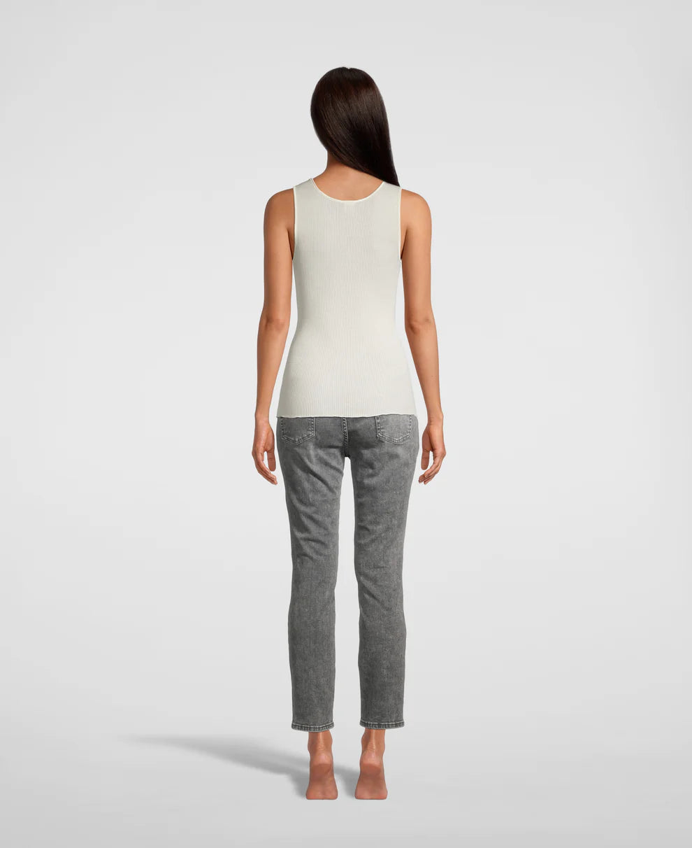 Oscalito Wool and Silk Tank Top with Satin Edging