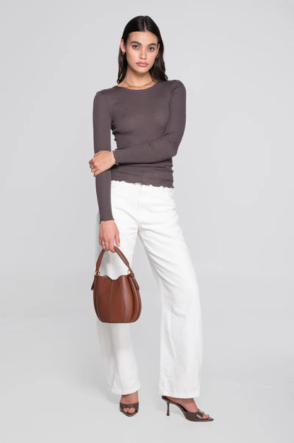 Oscalito Roma Wool And Silk Ribbed Long Sleeve Top