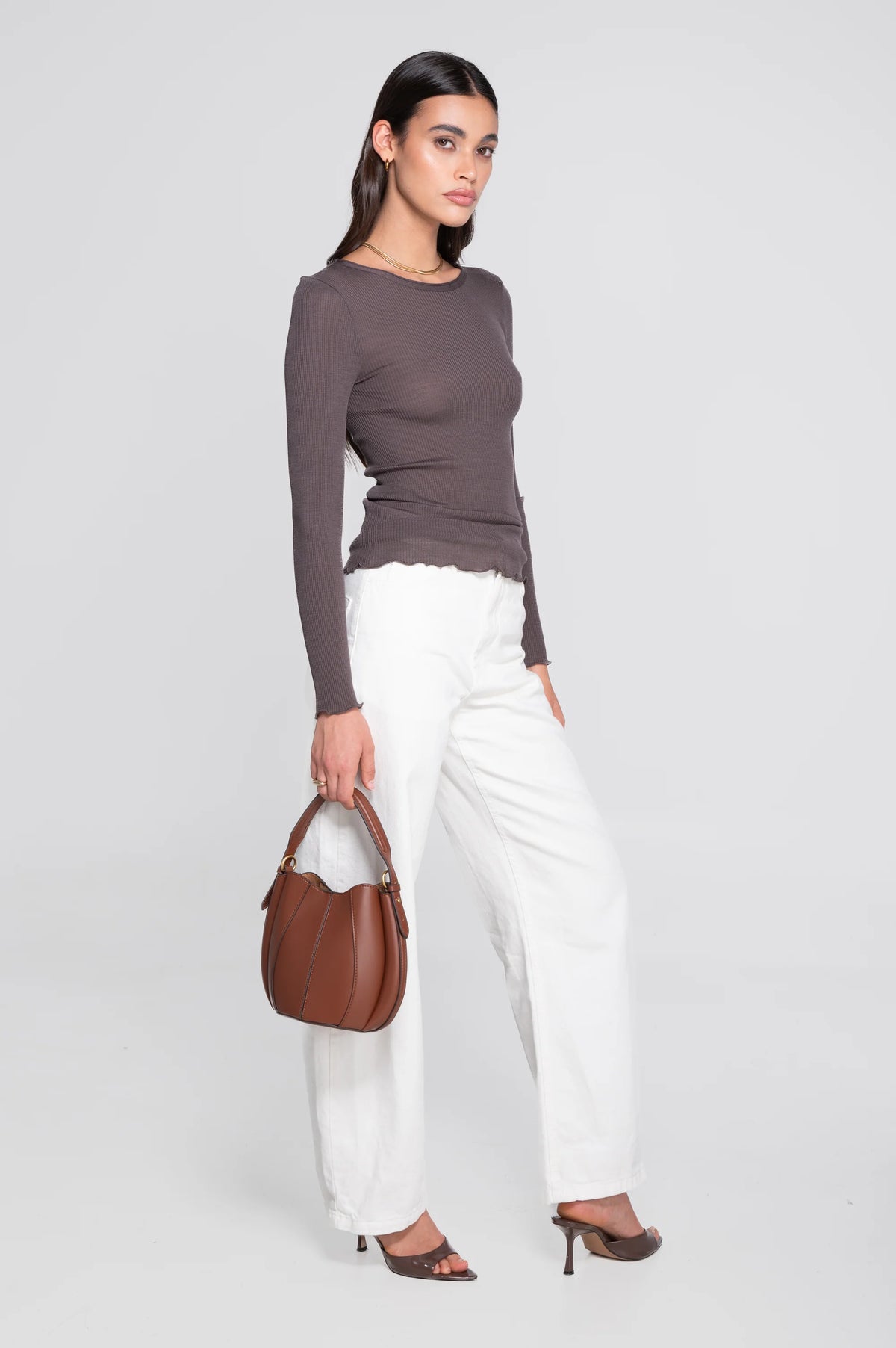 Oscalito Roma Wool And Silk Ribbed Long Sleeve Top