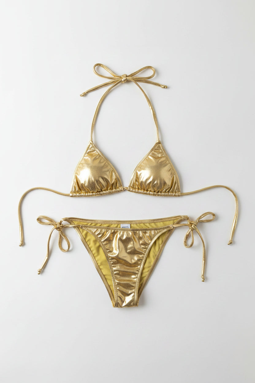 Fagioni 2-Piece String Tie Metallic Bikini Set