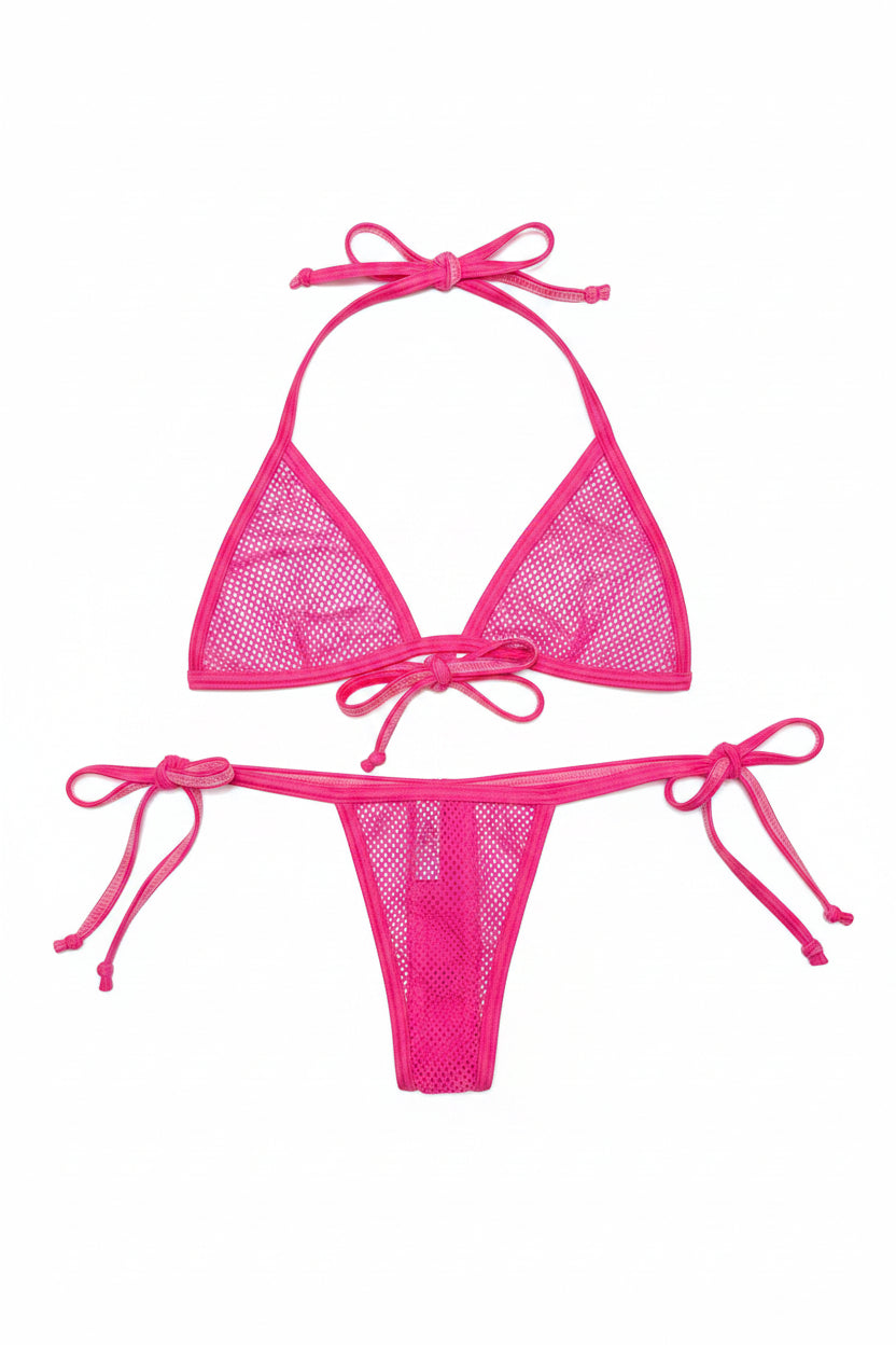 Fagioni Neon 2-Piece Fishnet Thong Set
