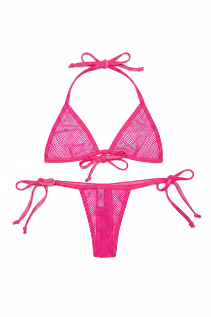 Fagioni Neon 2-Piece Fishnet Thong Set