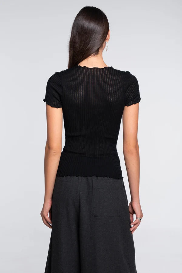 Oscalito Wool Silk Ribbed Short Sleeved Shirt