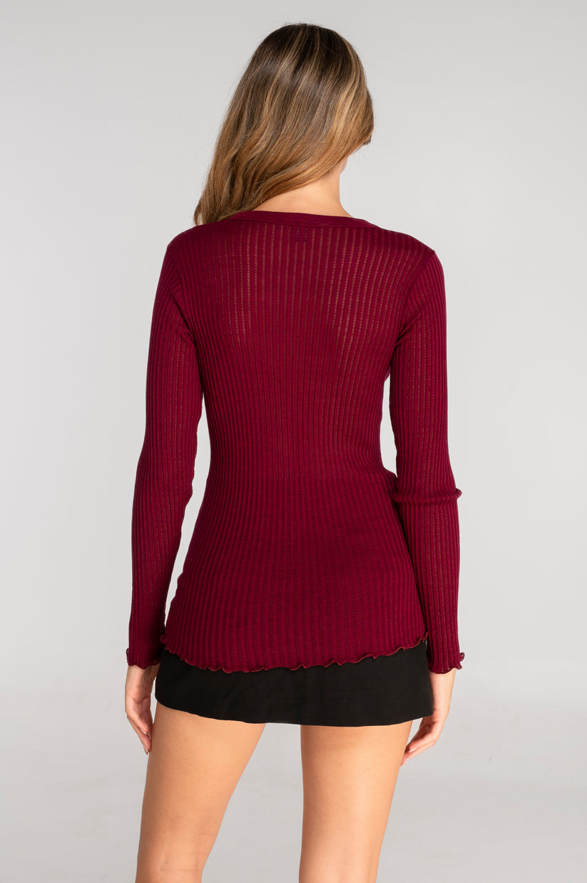 Oscalito Longsleeve Wool and Silk Rib Top