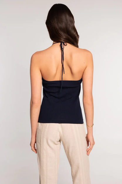 Oscalito Cotton Ribbed Keyhole Halter Neck Tank Top