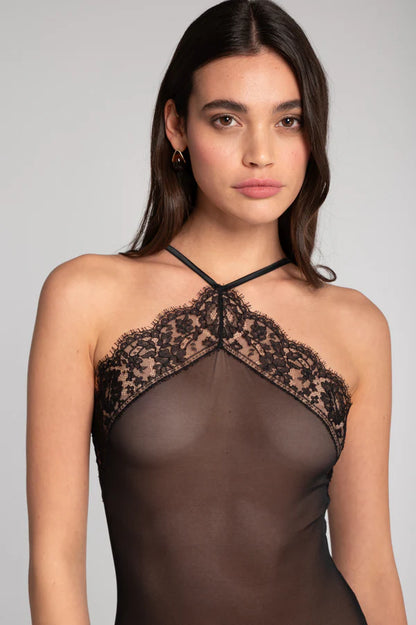Oscalito Tulle Bodysuit with Chantilly Lace