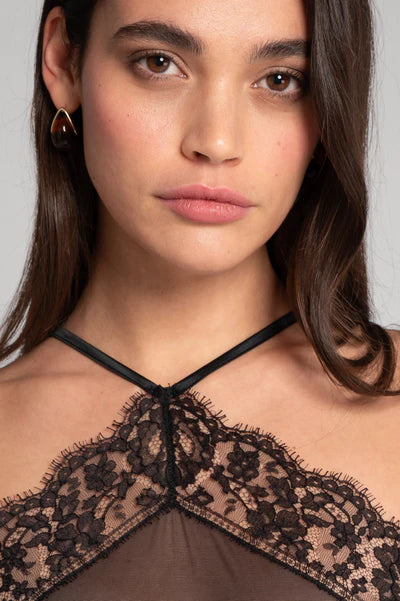 Oscalito Tulle Bodysuit with Chantilly Lace