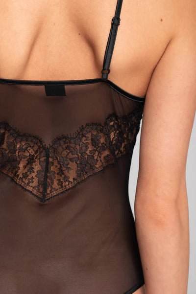 Oscalito Tulle Bodysuit with Chantilly Lace