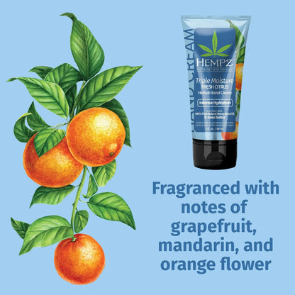 Hempz Triple Moisture Fresh Citrus Herbal Hand Cream 3 oz.