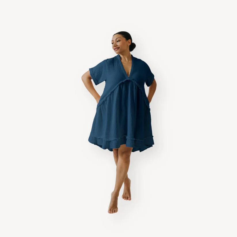 Pokoloko Crinkle Ruffled V Dress