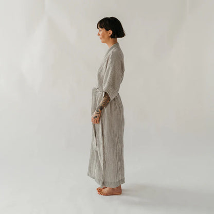 Pokoloko Striped Crinkle Cotton Robe