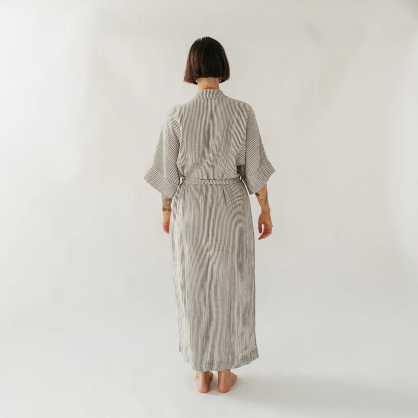 Pokoloko Striped Crinkle Cotton Robe