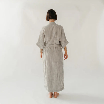 Pokoloko Striped Crinkle Cotton Robe