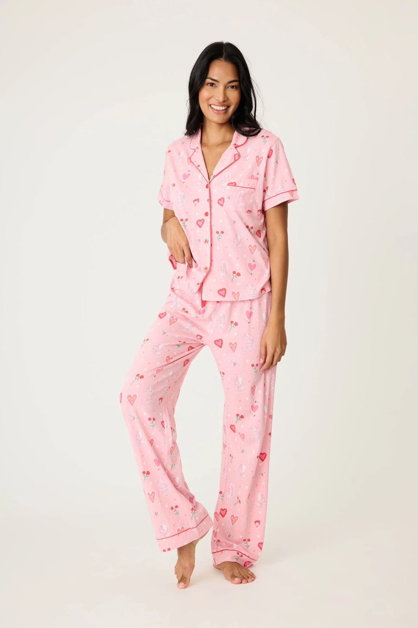 PJ Salvage Whimsy Tiger & Heart Pajama Set