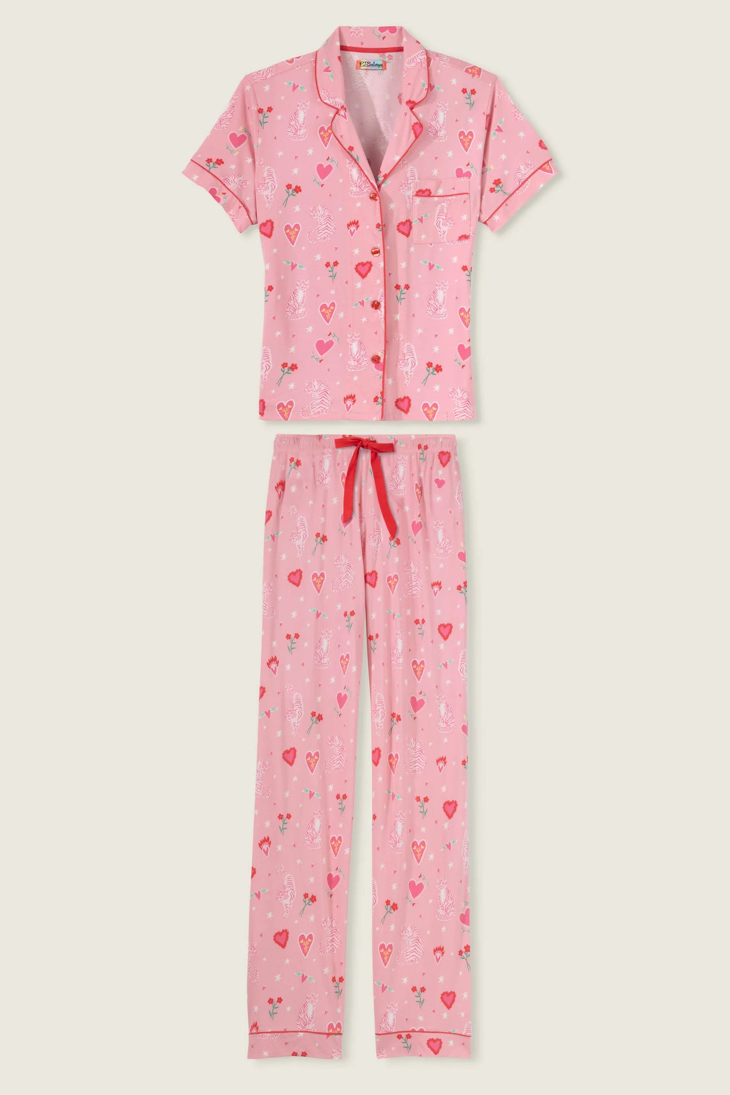 PJ Salvage Whimsy Tiger & Heart Pajama Set