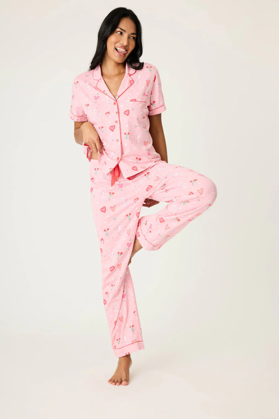 PJ Salvage Whimsy Tiger & Heart Pajama Set