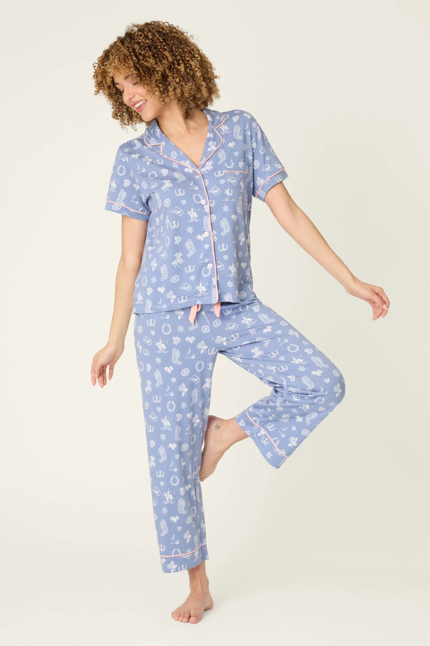 PJ Salvage Whimsy Lone Star Love Cropped PJ Set