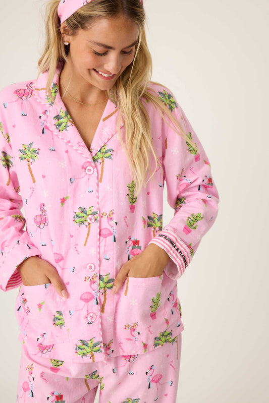 PJ Salvage Flamingo Flannel Pajama Set