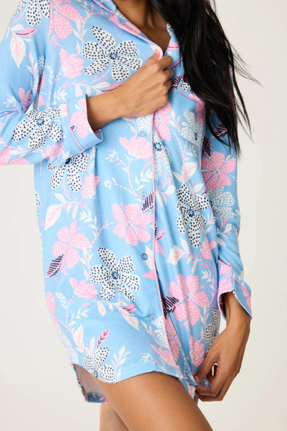 PJ Salvage Winter Floral Button-Front Nightshirt