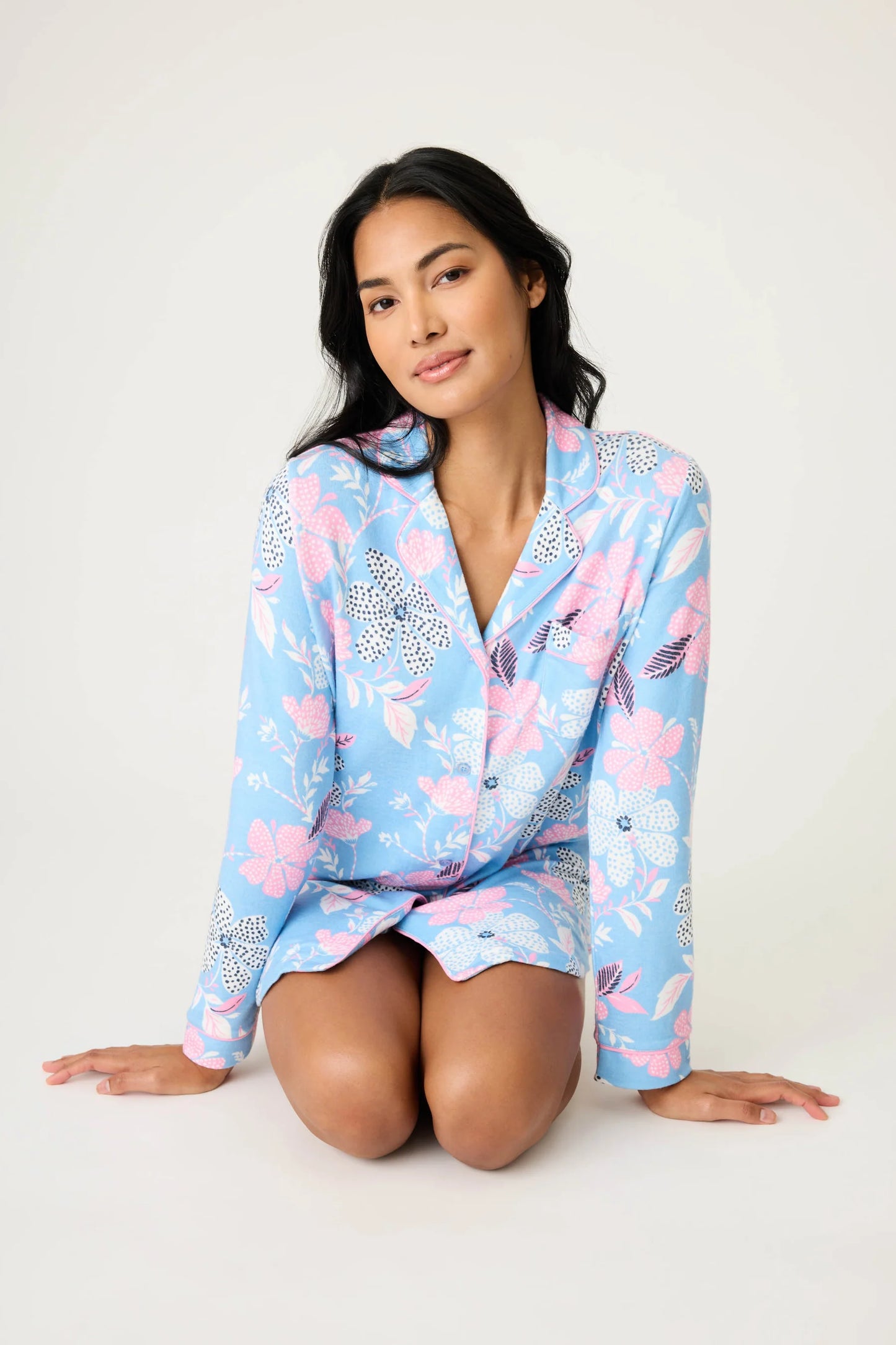 PJ Salvage Winter Floral Button-Front Nightshirt