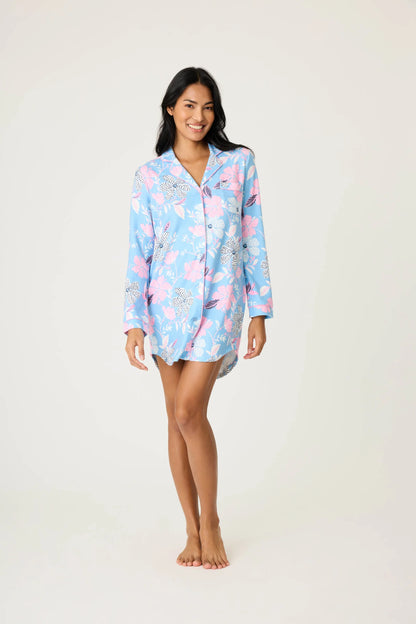 PJ Salvage Winter Floral Button-Front Nightshirt