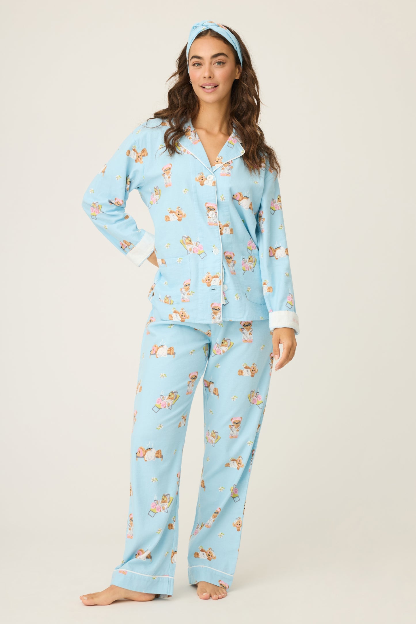 PJ Salvage Beary Cute Bear Print Flannel PJ Set