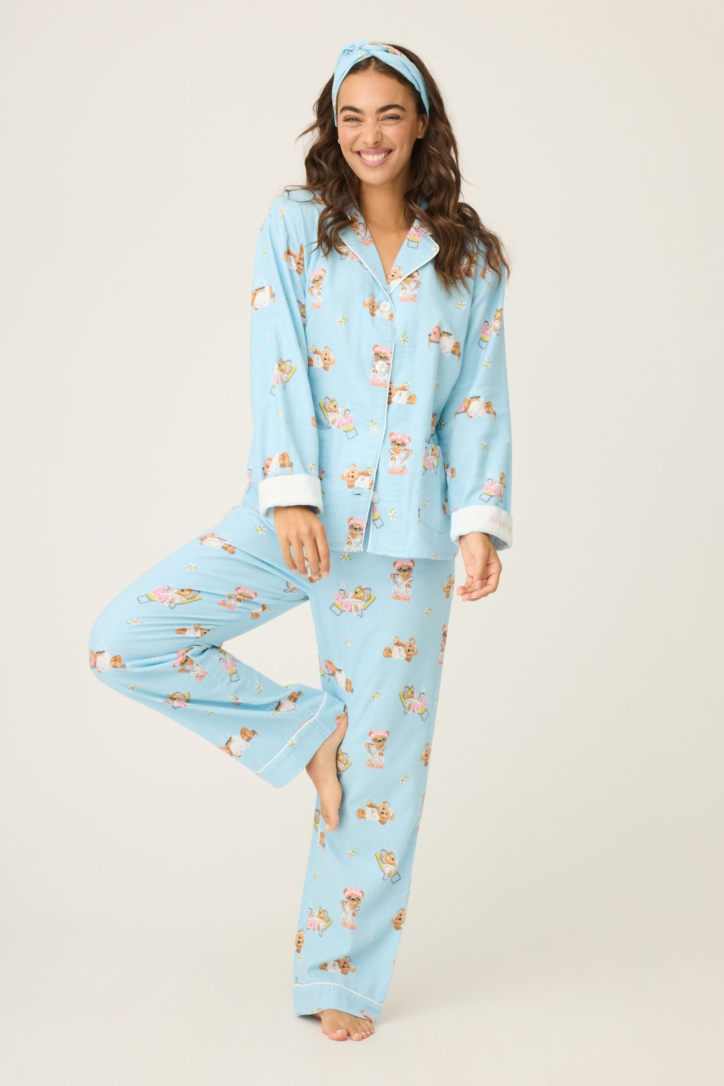 PJ Salvage Beary Cute Bear Print Flannel PJ Set