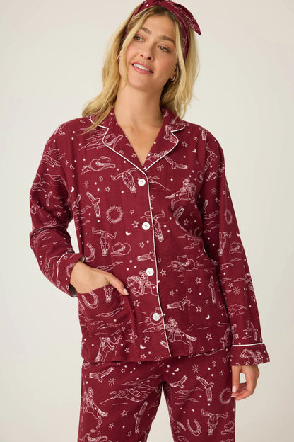 PJ Salvage Hold Your Horses Cotton Flannel PJ Set
