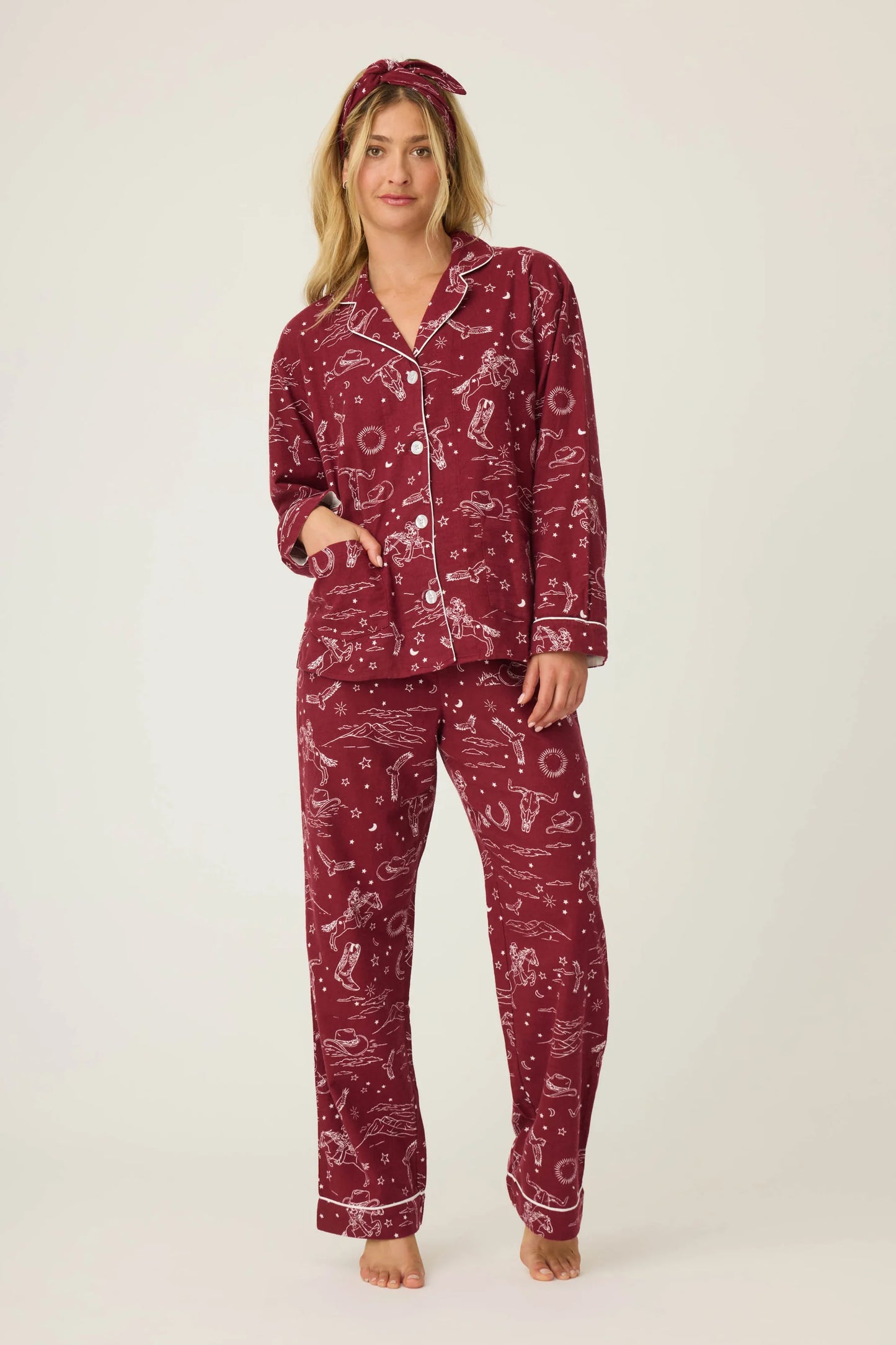 PJ Salvage Hold Your Horses Cotton Flannel PJ Set